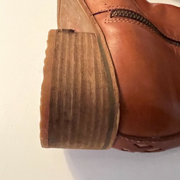 Timberland Brown Leather Ankle Boots Zip Closure Block Heels ~ Women's Size 10W - Picture 3 of 15